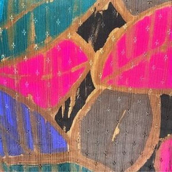 Vintage Mary McFadden Iconic Caftan Dress Small Floral Jacquard Kimono Sleeve - Picture 12 of 12